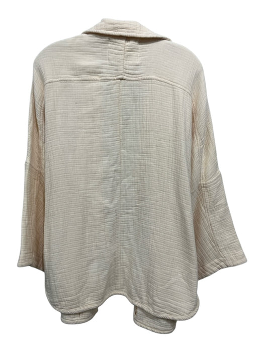 Pilcro Size M Cream Beige Cotton Gauze 3/4 Sleeve Patch Pocket Open Front Jacket Cream Beige / M