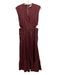 Tibi Size 8 Burgundy Red Linen Sleeveless Cut Out Sides V Neck Back Zip Dress Burgundy Red / 8