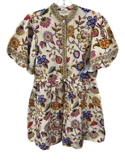 Elizabeth James the Label Size S Beige, Purple & Green multi Button Up Dress Beige, Purple & Green multi / S