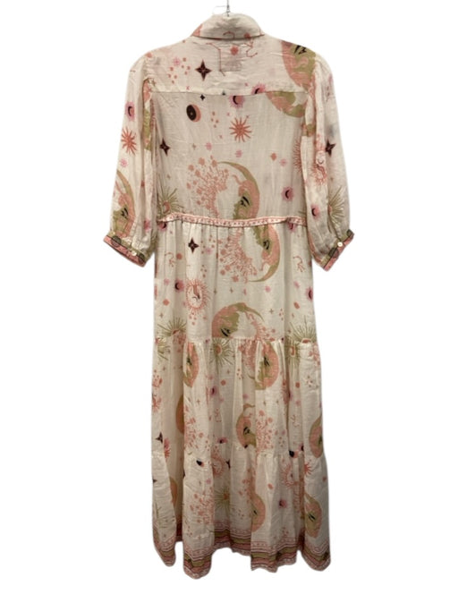 Bell by Alicia Bell Size S White, Pink, Beige Cotton & Silk Button Up Maxi Dress White, Pink, Beige / S
