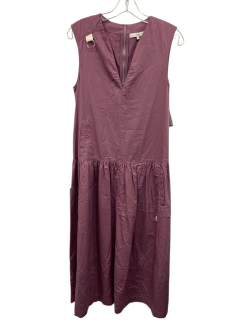 Tibi Size 2 Purple Cotton Sleeveless Cinch Waist Back Zip Pockets Dress Purple / 2