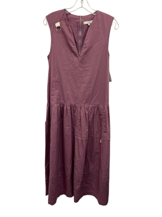 Tibi Size 2 Purple Cotton Sleeveless Cinch Waist Back Zip Pockets Dress Purple / 2