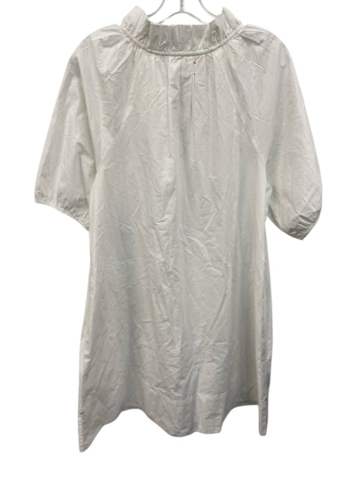 XiRENA Size S White Cotton Ruffle Neck Balloon Sleeve Mini Dress White / S