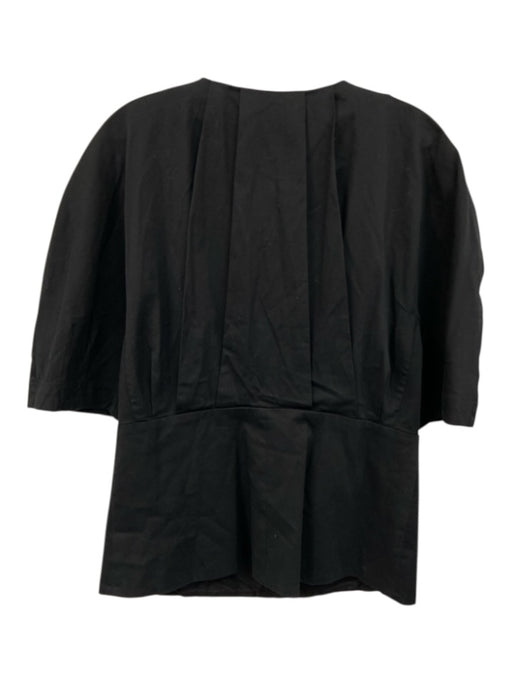 Banana Republic Size S Black Cotton Blend Short Sleeve Front Zip Pleated Top Black / S