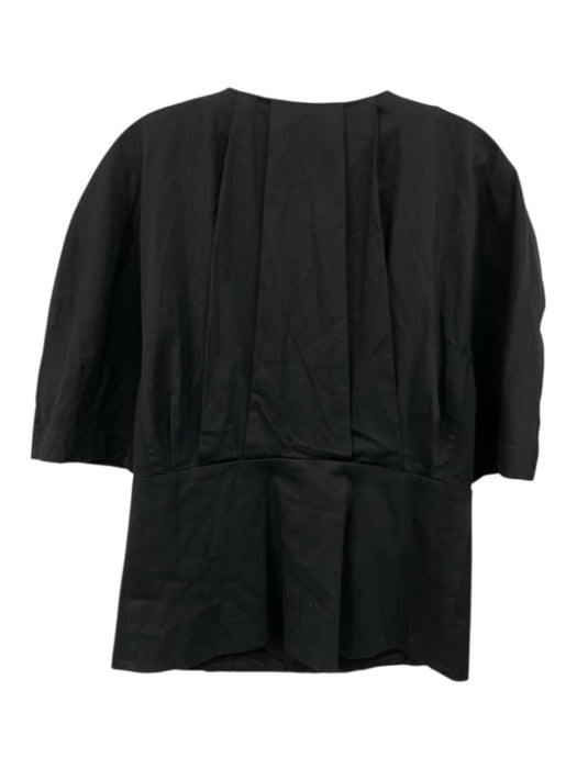 Banana Republic Size S Black Cotton Blend Short Sleeve Front Zip Pleated Top Black / S