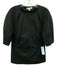 Banana Republic Size S Black Cotton Blend Short Sleeve Front Zip Pleated Top Black / S