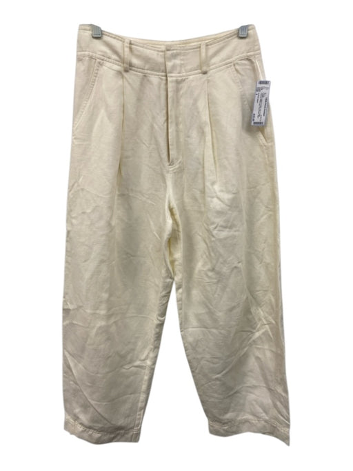 A Piece Apart Size 4 Cream Linen & Cotton Zip & Hook Closure Wide Leg Pants Cream / 4