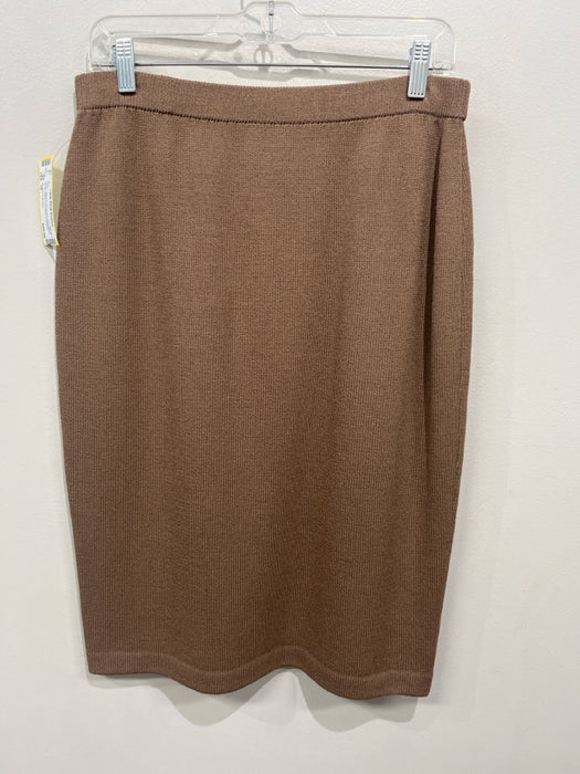St John Collection Size 10 Tan Brown Wool Blend Elastic Waist Knit Pencil Skirt