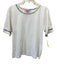 Johnny Was Size L White Cotton Crew Neck Short Sleeve Embroidered Top White / L