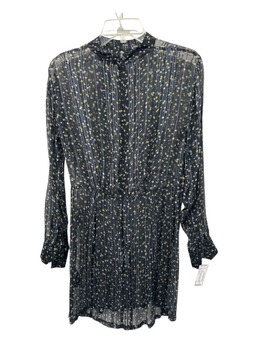 Rag & Bone Size 0 Navy, Yellow, White Viscose High Neck Polka Dot Dress Navy, Yellow, White / 0