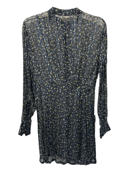 Rag & Bone Size 0 Navy, Yellow, White Viscose High Neck Polka Dot Dress Navy, Yellow, White / 0