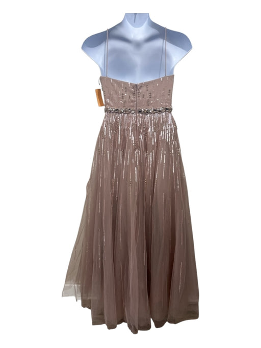 Mac Duggal Size 6 Blush Pink Polyester Sequins Rhinestone Feathers Tulle Gown Blush Pink / 6