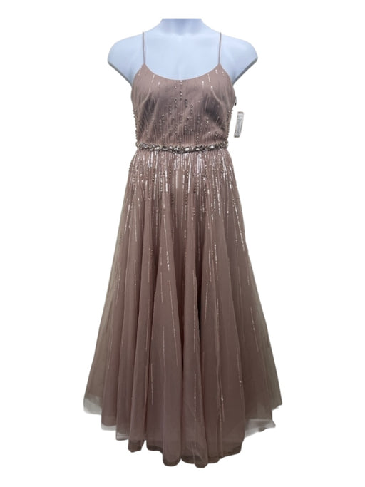 Mac Duggal Size 6 Blush Pink Polyester Sequins Rhinestone Feathers Tulle Gown Blush Pink / 6