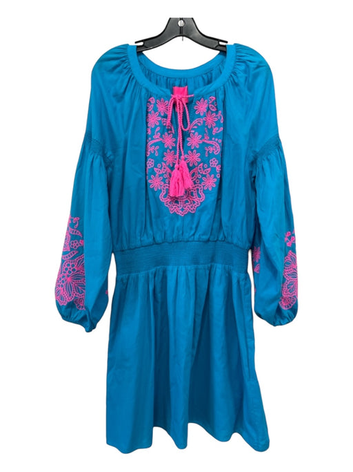 Lilly Pulitzer Size XL Blue & Pink Cotton Smocked Waist Band Dress Blue & Pink / XL