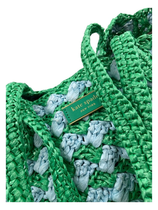 Kate Spade Blue & Green Paper Double Top Handle Striped Woven Bag Blue & Green / Large
