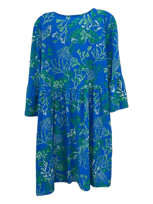 Lilly Pulitzer Size XL Blue & Green Cotton V Neck Sea Plant Print Dress Blue & Green / XL
