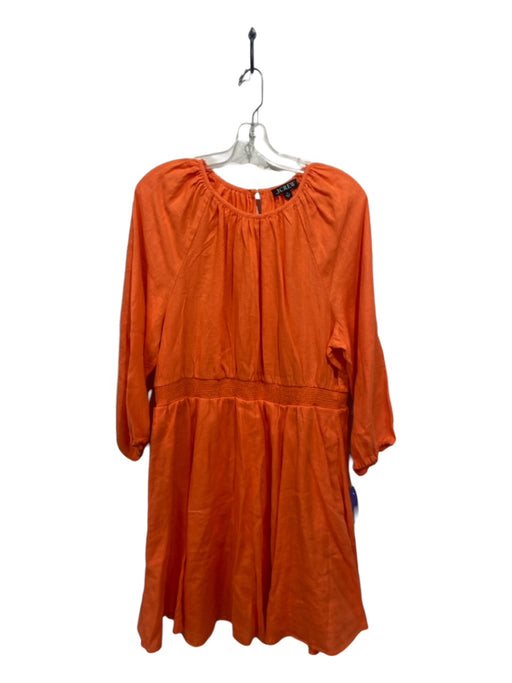 J. Crew Size XL Orange Linen Smocked Waist Band Long Puff Sleeve Dress Orange / XL