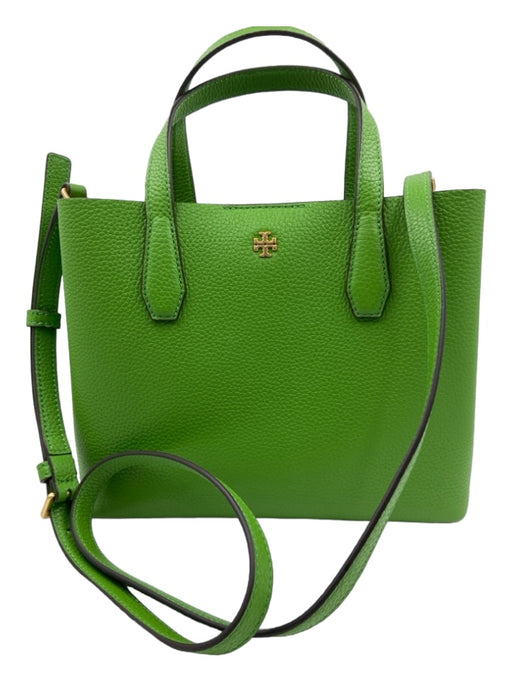 Tory Burch Green Pebbled Leather Gold hardware Double Top Handle Bag Green / Medium