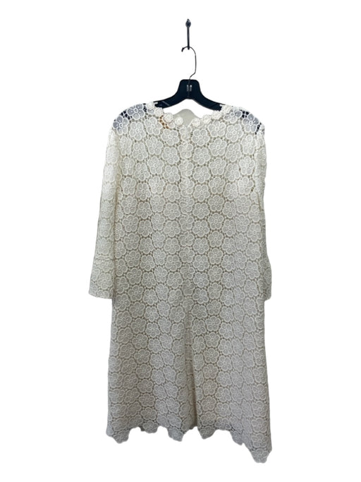 Kate Spade Size XL Cream Cotton Crochet Overlay Floral Bell Sleeves Shift Dress Cream / XL