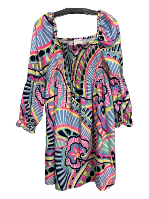 STS Sail to Sable Size XXL Blue, Pink & Multi Polyester Smocked Top Dress Blue, Pink & Multi / XXL
