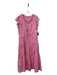 Oliphant Size XL Pink, Blue & White Cotton V Neck Floral Drawstring Waist Dress Pink, Blue & White / XL