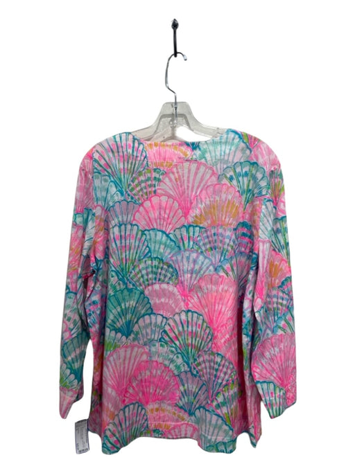 Lilly Pulitzer Size XL Pink, Green & Blue Cotton All Over Print V Neck Tunic Top Pink, Green & Blue / XL