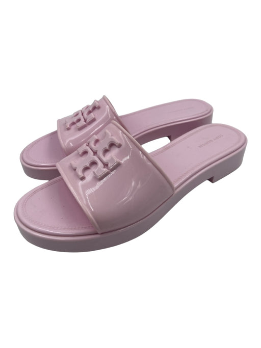 Tory Burch Shoe Size 9 Pink Rubber open toe Logo Slide Sandals Pink / 9