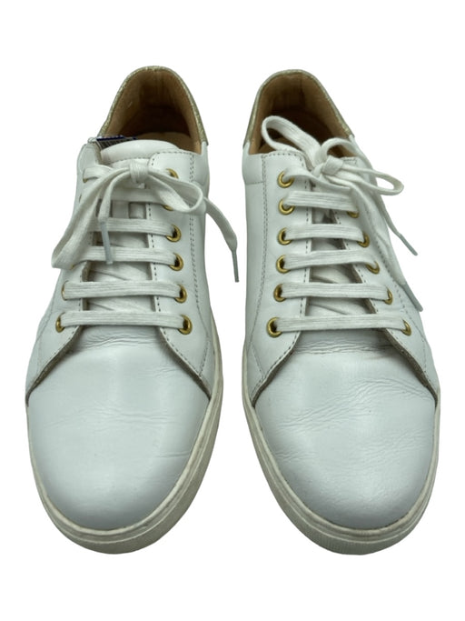 Jack Rogers Shoe Size 9.5 White & Gold Leather Laces Glitter Detail Sneakers White & Gold / 9.5