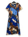 Tuckernuck Size XXL Beige Brown & Blue Cotton Blend Floral Braided Trim Dress Beige Brown & Blue / XXL
