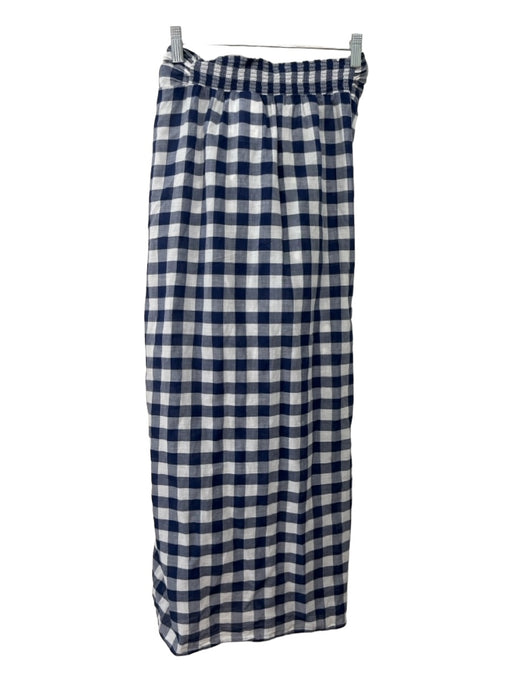 J Crew Size XL Navy & white Cotton Checkered Tie Waist Maxi Skirt Navy & white / XL