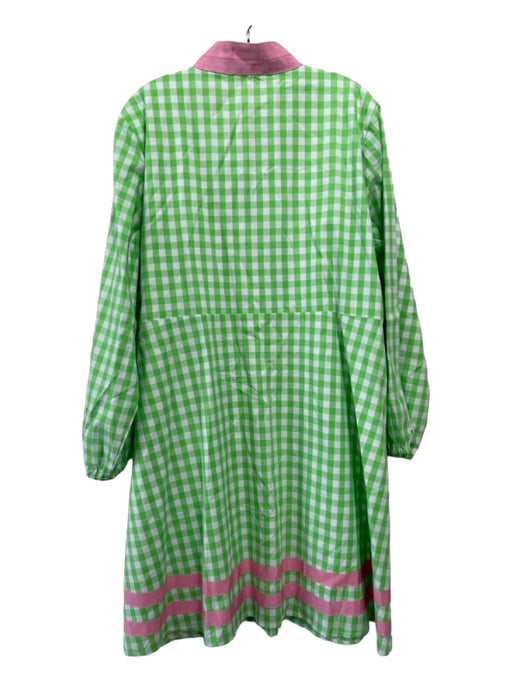 Sail To Sable Size XXL Green, White, Pink Cotton Long Sleeve Gingham Dress Green, White, Pink / XXL