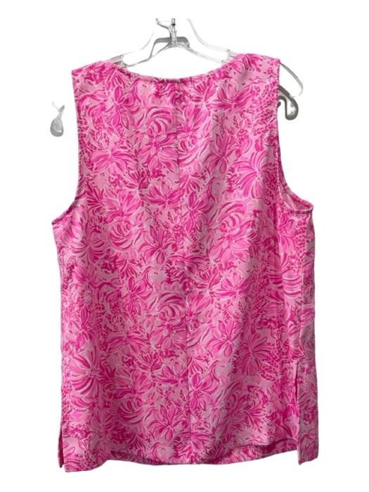 Lilly Pulitzer Size 16 Pink Polyester Round Neck Floral Side Zip Short Set Pink / 16