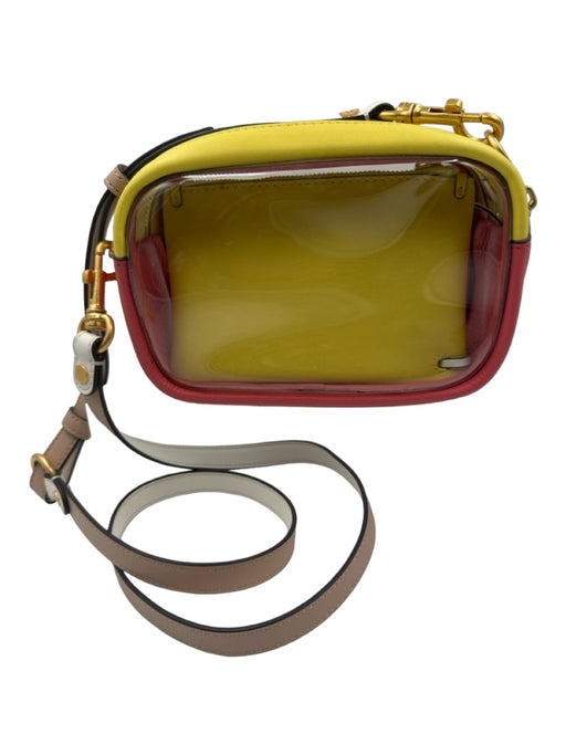 Tory Burch Pink & Yellow Leather clear Zip Close Crossbody Bag Pink & Yellow / Small