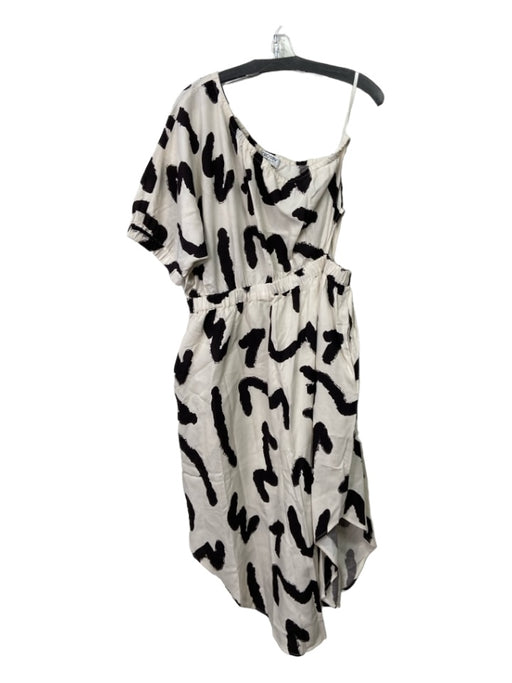 CROSBY by Mollie Burch Size XL White & Black Cotton One Sleeve Dress White & Black / XL