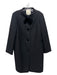 Kate Spade Size 14 Black Cotton Blend Button Front Velvet Bow Detail Tweed Coat Black / 14