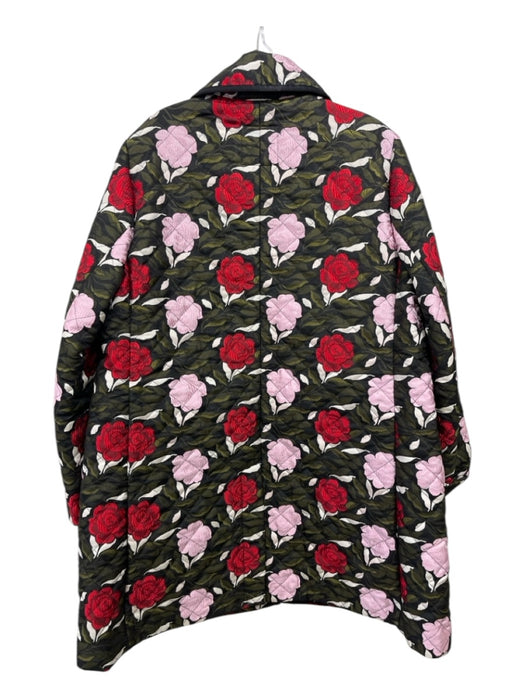 Kate Spade Size XL Green, Red, Pink Polyester Floral Jacquard Quilted Coat Green, Red, Pink / XL