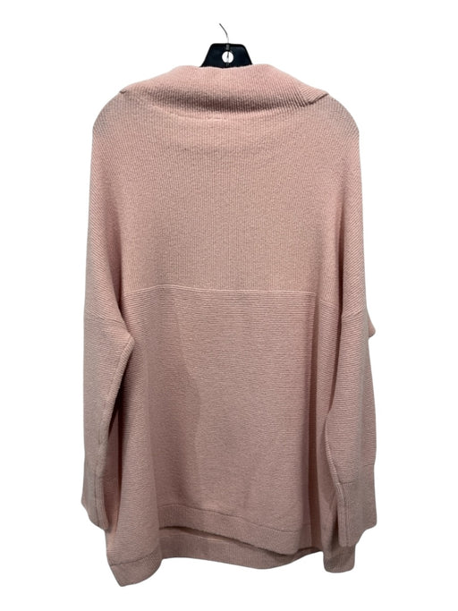 Free People Size L Pale Pink Cotton Mock Neck Ribbed Knit Long Sleeve Sweater Pale Pink / L