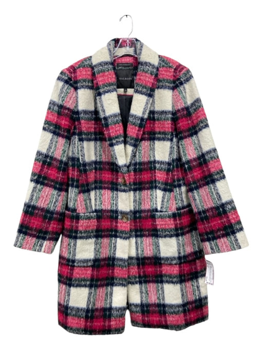 Talbots Size 16 White, Red, Green Acrylic Button Front Plaid Pockets Coat White, Red, Green / 16