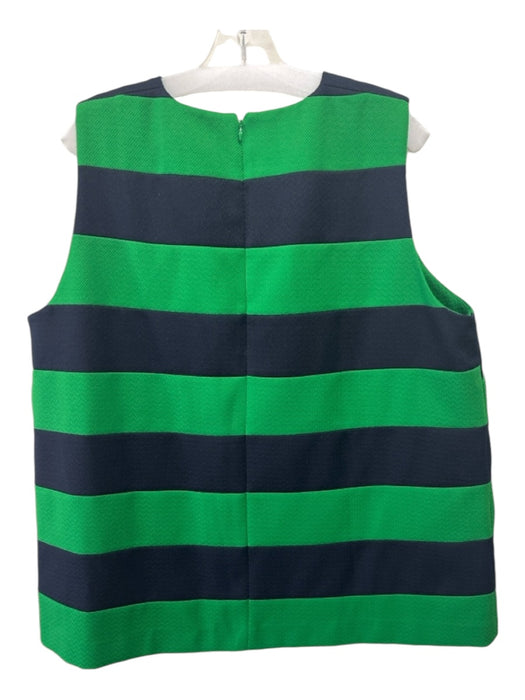 Tuckernuck Size XXL Green & Navy Polyester Horizontal Stripes Back Zip Top Green & Navy / XXL