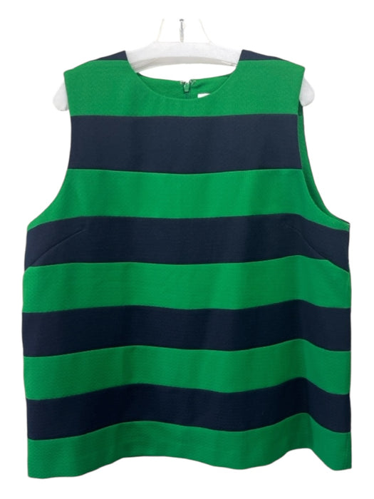 Tuckernuck Size XXL Green & Navy Polyester Horizontal Stripes Back Zip Top Green & Navy / XXL