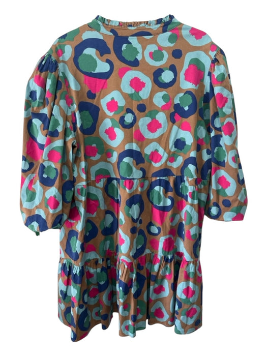 Emily McCarthy Size XXL Brown, Blue & Pink Lyocell blend Animal Print Dress Brown, Blue & Pink / XXL