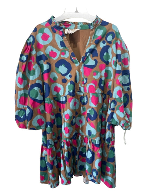 Emily McCarthy Size XXL Brown, Blue & Pink Lyocell blend Animal Print Dress Brown, Blue & Pink / XXL