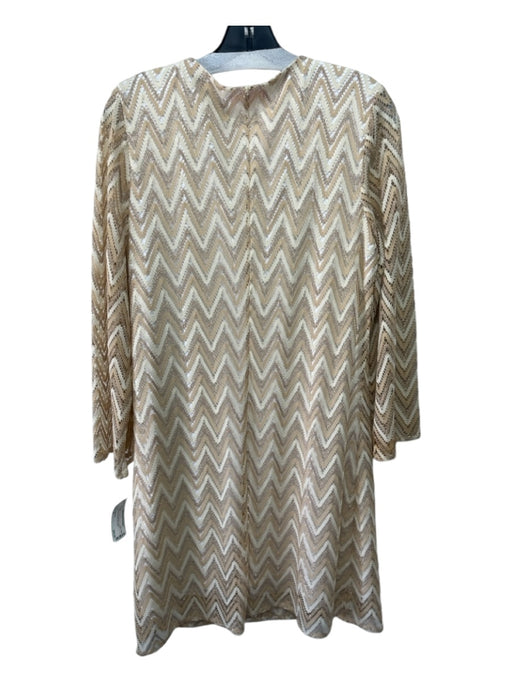 Lily Pulitzer Size XL Beige & Gold Polyester V Neck Chevron Overlay Dress Beige & Gold / XL