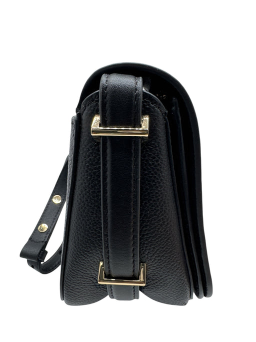 Kate Spade Black Gold Tone Hardware Leather Magnetic Closure Crossbody Bag Black