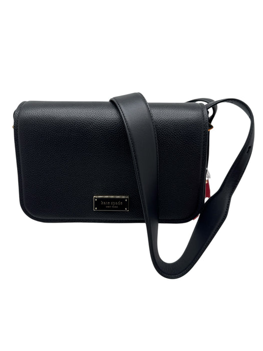 Kate Spade Black Gold Tone Hardware Leather Magnetic Closure Crossbody Bag Black