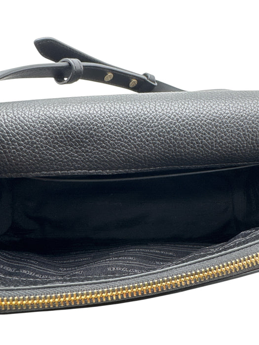 Kate Spade Black Gold Tone Hardware Leather Magnetic Closure Crossbody Bag Black