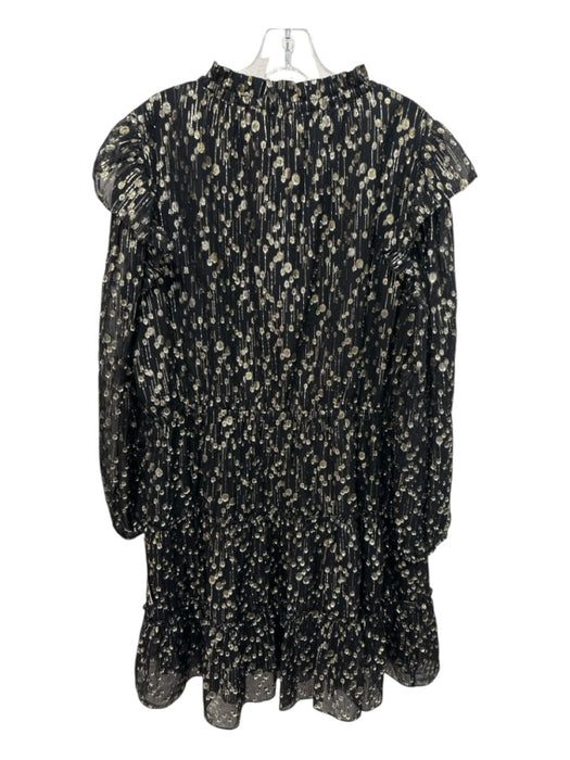 Sail To Sable Size XXL Black & Gold Silk & Metallic Abstract Dots Dress Black & Gold / XXL