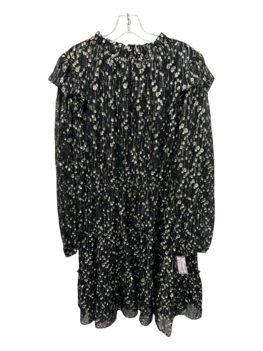 Sail To Sable Size XXL Black & Gold Silk & Metallic Abstract Dots Dress Black & Gold / XXL