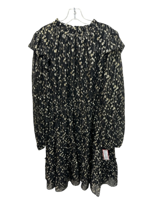 Sail To Sable Size XXL Black & Gold Silk & Metallic Abstract Dots Dress Black & Gold / XXL