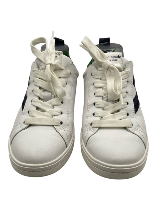 Kate Spade Shoe Size 9B White, Navy & Green Leather Upper Lace Up Sneakers White, Navy & Green / 9B
